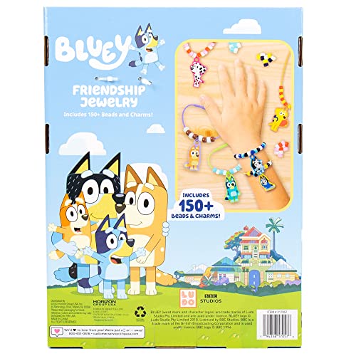 Horizon Group USA Bluey Friendship Jewelry, Create 4 Bluey Charm Bracelets & 2 Bluey Charm Necklaces, Includes 150 Beads & 6 Rubber Charms with Bluey Horizon Group USA