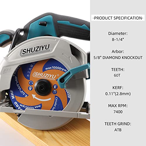 LSHUZIYU 8 1/4 Inch (210MM)-60T, Arbor 5/8"-Diamond, Smooth Cut Coating. Circular Saw Blade, Table Saw Blade, Miter Saw Blade, for Laminate, Veneer LSHUZIYU