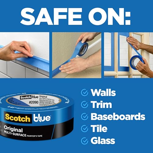 Scotch Painter's Tape Original Multi-Surface Painter's Tape, 2.83 Inches x 60 Yards, 1 Roll, Blue, Paint Tape Protects Surfaces and Removes Easily, - WoodArtSupply