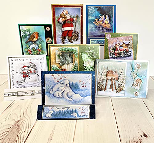 Katy Sue Christmas 3D Die-Cut Decoupage Selection Pack - Contains 24 Die-Cut Sheets in Letter Size (8.5" x 11") - 8 Designs; 3 Copies of Each Design - WoodArtSupply