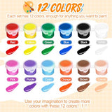 Fulmoon 48 Set Acrylic Paint Kits for Kids Adults Washable Mini Painting Kit Arts Crafts Paint Party Favors Filled Paint Strips Brushes Palettes Bulk Fulmoon