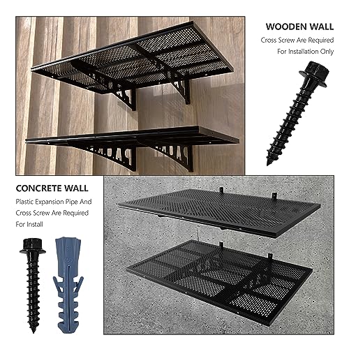 PAOKE New Type Garage Wall Shelving, Sturdy Heavy Duty Floating Shelves, 2 Pack Weighs up to 500 lbs, Great Option for Saving Space in The Garage - WoodArtSupply