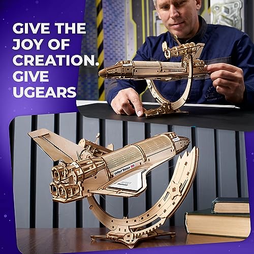 UGEARS NASA Space Shuttle Discovery - Wooden Models to Build for Adults - Space Shuttle Model Kit - Mechanical 3D Puzzle Wooden Model Kit for Adults UGEARS