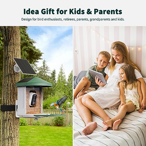 HARYMOR Bird Feeder with Camera with AI Identify Bird Species Solar Panel, Smart Bird House with Cam, Live View, Instant Arrival Alerts, Capture Bird HARYMOR