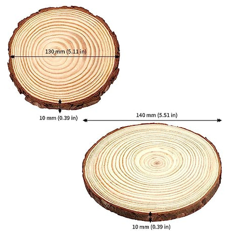 JAPCHET 50 PCS 5-5.5 Inch Natural Wood Slices, Wooden Circle Slices with Bark Unfinished Wood Discs for Home Decorations and Christmas Ornaments JAPCHET