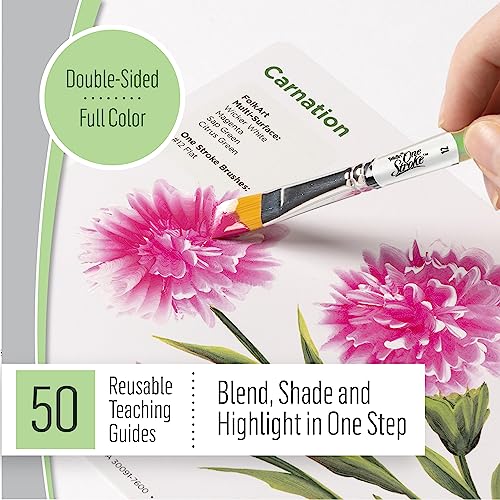 FolkArt Z' Floral One Stroke Kit, Including 10 Multi-Surface Paints, 5 Brushes, 50 Full-Color Teaching Guides, 1 Floating Medium, and a Wood Storage FolkArt
