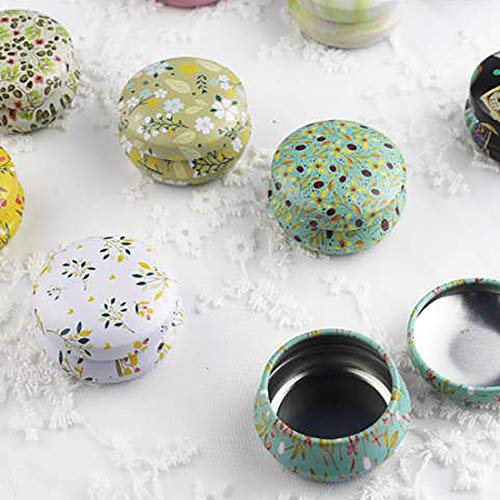 FineInno 12PCS Christmas Tinplate Box, Empty Tin Jars Round Aluminum Cans Aromatherapy Metal Tins with Lids Mini Candle Jars Containers Balm,Stud FineInno