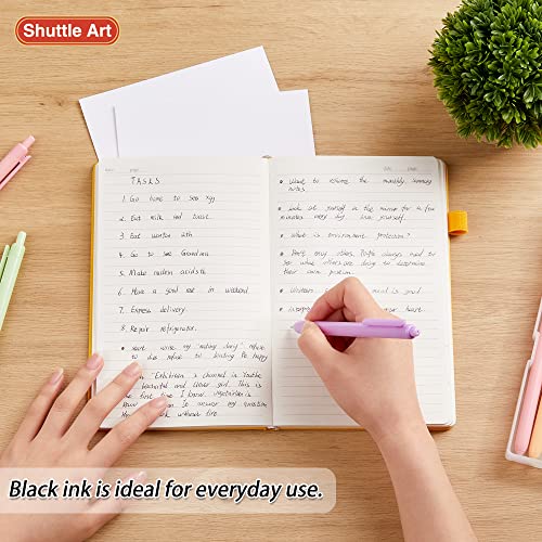 Shuttle Art Ballpoint Pens, 15 Pack Pastel Retractable Black Ink Ball Point Pens, Cute Pens 1.0mm Medium Point Quick Drying for Writing Journaling Shuttle Art