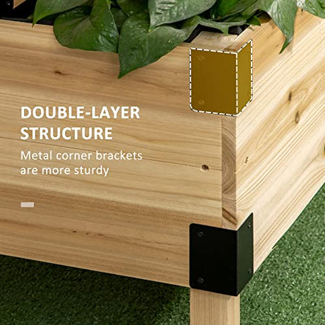 Outsunny Raised Garden Bed with Trellis, 2 Tier Wooden Elevated Planter Box with Legs and Metal Corners, for Vegetables, Flowers, Herbs, Natural Outsunny
