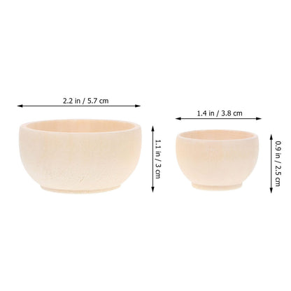 VILLCASE Unfinished Wood Bowl 2pcs Mini Wooden Bowl Unpainted Miniature Blank Bowls Natural Blank Bowl Crafts for Diy Painting Graffiti Drawing Art - WoodArtSupply