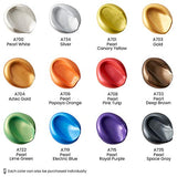 Arteza Metallic Acrylic Painting Art Set, 12 Colors Acrylic Paint, 15 Detail Brushes and 7x8.6 Inches Foldable Canvas Paper Pad Bundle, Art Supplies ARTEZA