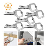 Anxingo 6 Pack Heavy Duty C-Clamp Locking Pliers Set 6” C-Clamps with Swivel Pads for Craftsmen Home Workshop Anxingo