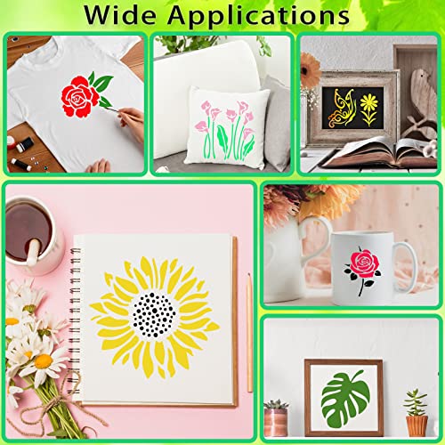 80 Pcs Stencils for Painting on Wood, Reusable Flower Stencils Butterfly Stencils Bird Plastic Stencils Bee Wall Stencil DIY Craft Template Paint DZXCYZ