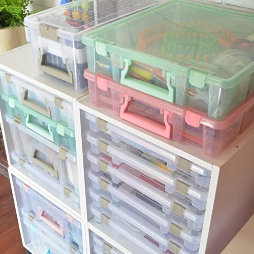 ArtBin 6955RJ Super Satchel 1-Compartment Box, Art & Craft Organizer, 1-Pack, Translucent Mint - WoodArtSupply