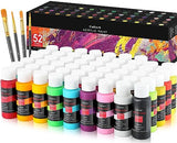 Caliart Acrylic Paint Set With 4 Brushes, 52 Colors (59ml, 2oz) Art Craft Paints for Artists Kids Students Beginners & Painters, Canvas Halloween Caliart