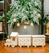 Train Wood Advent Calendar 8 x 22 Inch, Pack of 1 Unfinished Christmas Advent Calendar With 24 Empty Drawers for Crafts, by Woodpeckers Woodpeckers