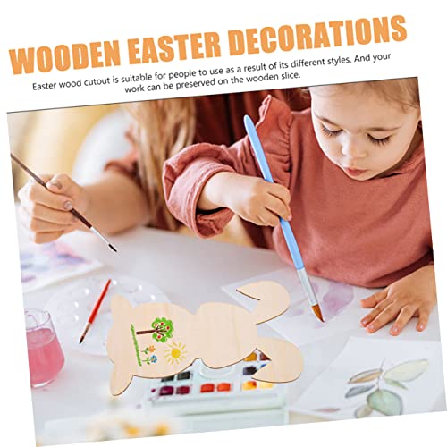 Kisangel 12 pcs Rabbit Shaped Wood Chips Unfinished Wood Bunny Easter Bunny Unfinished Wood Crafts Bunny Unfinished Wood Slices Decor Bunny Hanging Kisangel