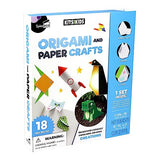 SpiceBox 3D Japanese Origami Paper Kit for Kids Easy Arts and Crafts with Instruction Book, Children's Activity Set, 18 Paper Craft Projects SpiceBox