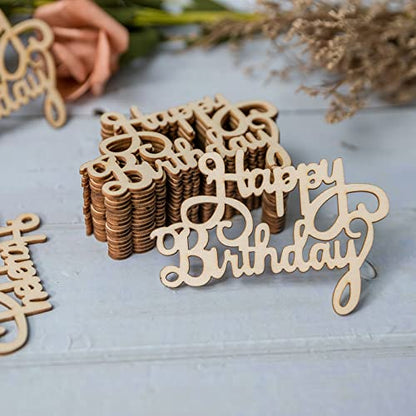 20Pack Mini Happy Birthday Wood Wall Art Happy Birthday Unfinished Ornaments for Christmas Wedding Birthday Party Decoration Home Door Wall