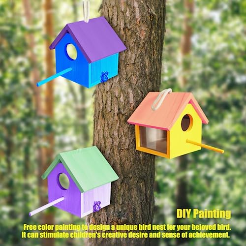 2PC Bird Houses for Outside with Pole Clearance, Bluebird House Hanging,Window Bird House Kits, Birdhouses Outdoors Hanging for Hummingbird Bluebird - WoodArtSupply