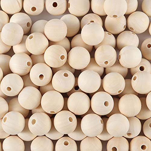 ZOENHOU 400 PCS 25mm Wooden Beads, Natural Round Solid Wood Beads for Crafts Making DIY Handmade Jewelry Bracelet Garland Hair Home Decoration ZOENHOU