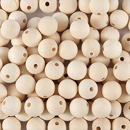 ZOENHOU 400 PCS 25mm Wooden Beads, Natural Round Solid Wood Beads for Crafts Making DIY Handmade Jewelry Bracelet Garland Hair Home Decoration