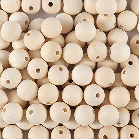 ZOENHOU 400 PCS 25mm Wooden Beads, Natural Round Solid Wood Beads for Crafts Making DIY Handmade Jewelry Bracelet Garland Hair Home Decoration ZOENHOU