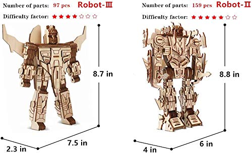 Chiyuehe Robot Puzzles 3D Wooden Building Blocks Model Self-Assembly Craft Kit DIY Brain Teaser Toys Best Gifts for Women & Men(Robot) - WoodArtSupply