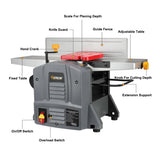 Hoteche 8-Inch Bechtop Jointer&Planer - 13-Amp Variable Speed Jointer Planer Combo with Extendable Table Hoteche