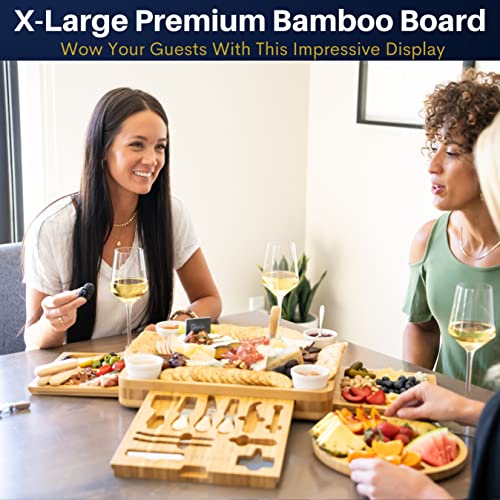 VAREZZA Charcuterie Boards Gift Set: Large Charcuterie Board, Bamboo Cheese Board - Unique Valentine Gifts for Women 23 Entertaining Accessories, - WoodArtSupply