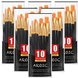 AROIC Acrylic Paint Brushes, 6 Packs / 60 pcs Nylon Hair Paint Brush Set for All Purpose Oil Watercolor Painting Artist Professional Kits (Black) AROIC