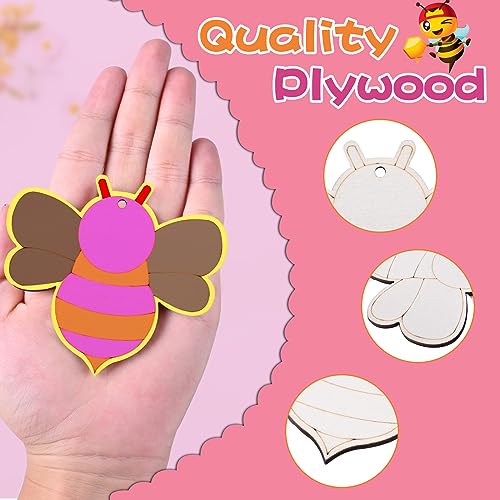 50PCS Unfinished Wooden Craft, Flower Wooden Blank Paint Crafts for Kids Painting DIY Crafts Home Decoration Craft Ornament Supplies - WoodArtSupply