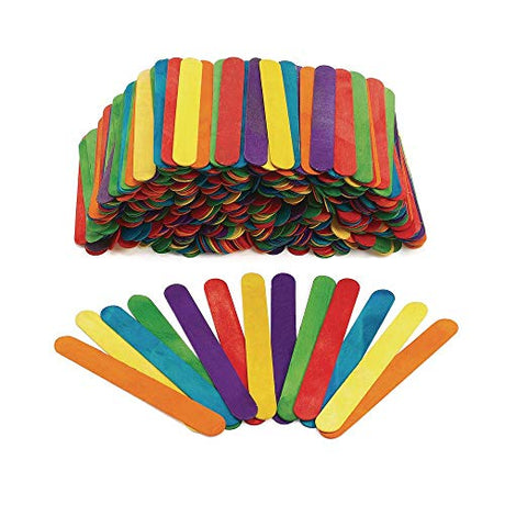 Colorations Jumbo Colored Wood Craft Sticks Tongue Depressors, 500 Pieces, All Natural, , 1mm Thick, 8 inches x 1 inch Each Colorations