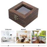 Mipcase Wood Glass Top Jewelry Display Case Accessories Storage, Wooden Jewelry Tray for Collectibles, Home Organization Box with Metal Clasp and Mipcase