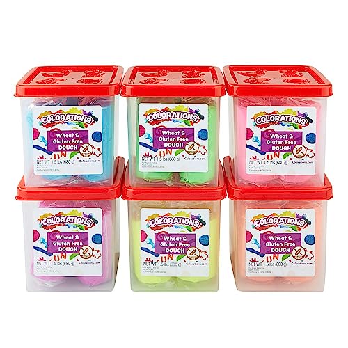 Colorations Wheat & Gluten Free Neon Dough Classroom Pack - 6 Colors | Non-Toxic, Play Dough, Bulk Set, Sensory Kit, Party Favors, Teacher Must Haves Colorations