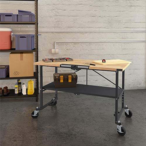 COSCO SmartFold Portable Workbench/Folding Utility Table (Gray Steel Frame) - WoodArtSupply