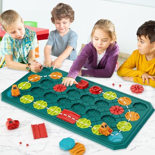 STEM Board Games Educational Learning Toys, Brain Teasers Puzzles Logical Road Builder, Montessori Preschool Birthdays Gifts for Kids Ages 3-8 Year burgkidz