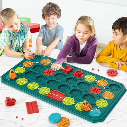 STEM Board Games Educational Learning Toys, Brain Teasers Puzzles Logical Road Builder, Montessori Preschool Birthdays Gifts for Kids Ages 3-8 Year - WoodArtSupply