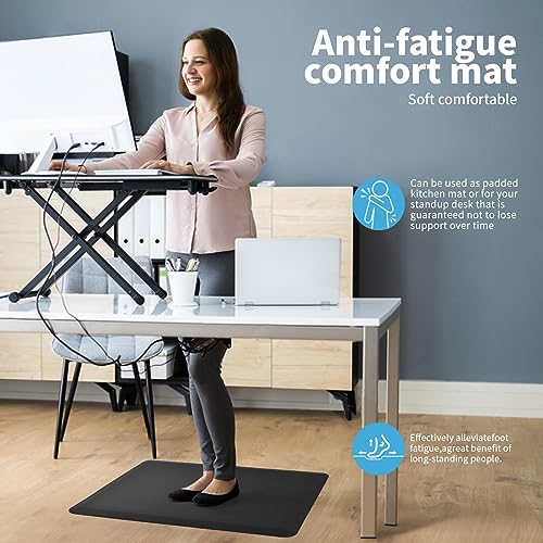 Art3d Anti Fatigue Mat - 1/2 Inch Cushioned Kitchen Mat - Non Slip Foam Comfort Cushion for Standing Desk, Office or Garage Floor (17.3"x28", Black) Art3d