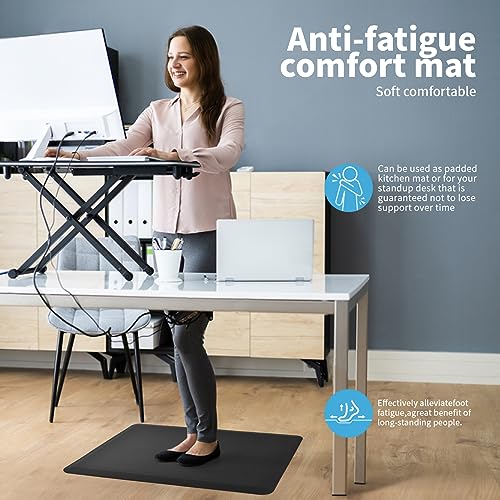 Art3d Anti Fatigue Mat - 1/2 Inch Cushioned Kitchen Mat - Non Slip Foam Comfort Cushion for Standing Desk, Office or Garage Floor (17.3"x28", Black) - WoodArtSupply