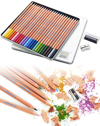 COLOUR BLOCK Watercolor Pencil Set 24PC with Premium Cedar Handle I Ideal pencil kit for Drawing, Sketching, Coloring and Painting COLOUR BLOCK