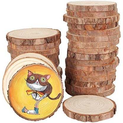 CertBuy 50 Pcs Natural Wood Slices 2.8-3 Inches, Undrilled Round