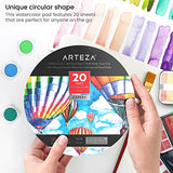 Arteza Watercolor Paper, 7-Inch Diameter, 20 Round Sheets, 140-lb Drawing Pad for Painting and Sketching, Art Supplies for Mixed Media and Watercolor ARTEZA