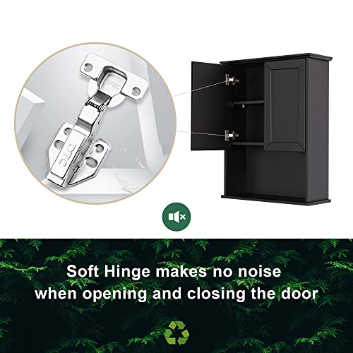 OONNEE Black Wall Mounted Bathroom Cabinet with Adjustable Shelves & Soft-Close Doors OONNEE