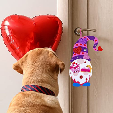 Winlyn 36 Sets Valentine's Day Gnome Ornaments Decorations DIY Valentine Gnome Craft Kits Assorted Gnome Shaped with Heart Valentine Stickers for Winlyn