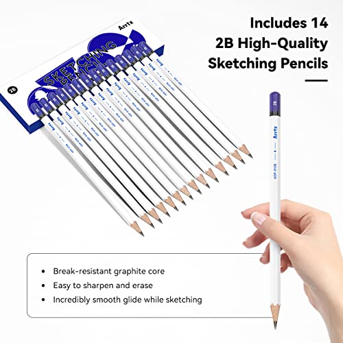 Arrtx Drawing Sketch Pencils 14 Pack(4H - 8B), Art Sketching