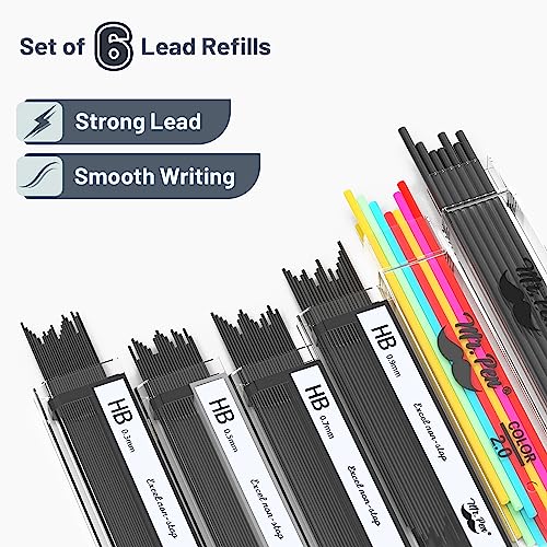 Mr. Pen- Metal Mechanical Pencil Set with Lead and Eraser Refills, 5 Sizes, 0.3, 0.5, 0.7, 0.9, 2mm, Drafting, Sketching, Architecture, Drawing Mr. Pen