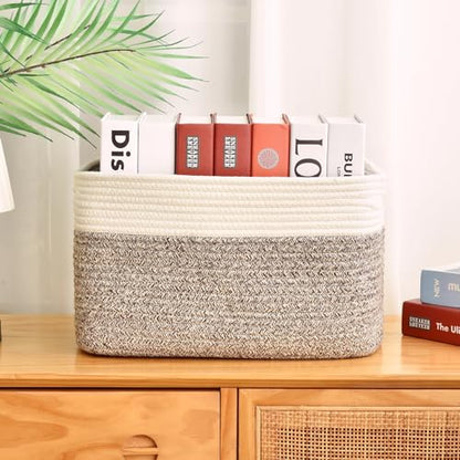 Issudata Storage Basket,Woven Baskets for Storage,Cotton Rope Baskets for Organizing,decorative Baskets for Shelves,book Basket,towel Basket,Toy