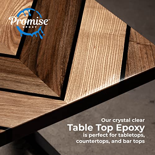 Epoxy Resin Promise Epoxy- Clear Coat Table Top 64 Oz | 2-Part Epoxy Resin (32 Oz) & Hardener Set (32 Oz) | Resin Epoxy Kit with Mixing Cups, Stir Pro Marine Supplies