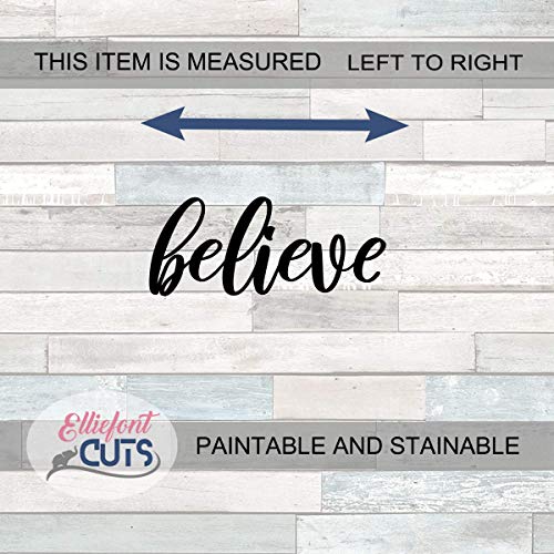 Believe Wood Cutouts for crafts, Laser Cut Wood Shapes 5mm thick Baltic Birch Wood, Multiple Sizes Available Elliefont Styles